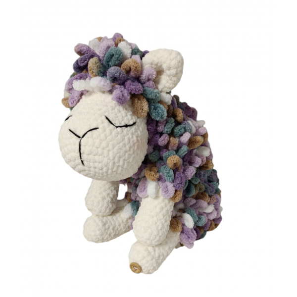 Χειροποίητο πλεκτό Βρετανικό πρόβατο σε μωβ χρώμα 35εκ 