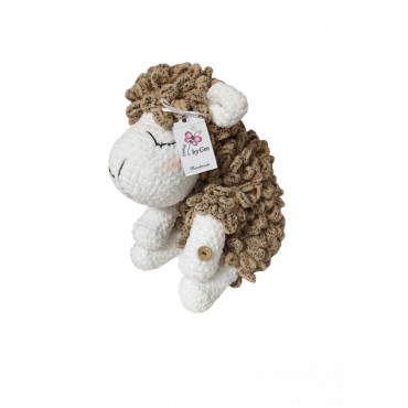 Χειροποίητο πλεκτό Βρετανικό πρόβατο σε καφέ χρώμα 35εκ 