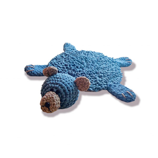 Χειροποίητο πλεκτό Παιδικό χαλάκι σε σχήμα αρκούδας.