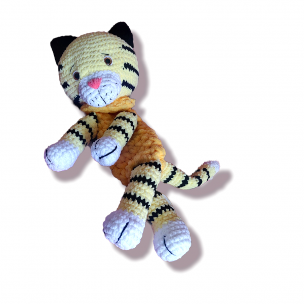 Άλμπερτ το τιγράκι πλεκτό ζωάκι αγκαλιάς από νήμα υποαλλεργικό 60εκ