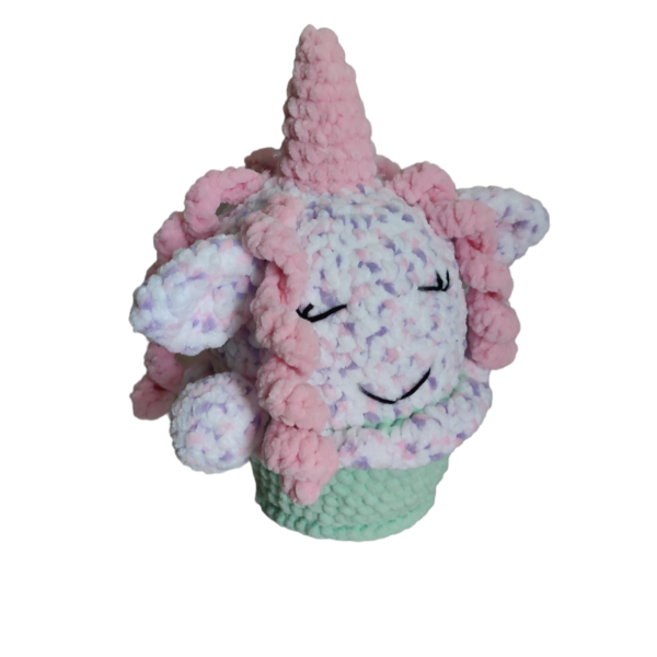 Χειροποίητος πλεκτός cupcake μονόκερος 28εκ