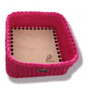 Χειροποίητο πλεκτό καλάθι σε ροζ χρώμα  για τα προϊόντα του μωρού 