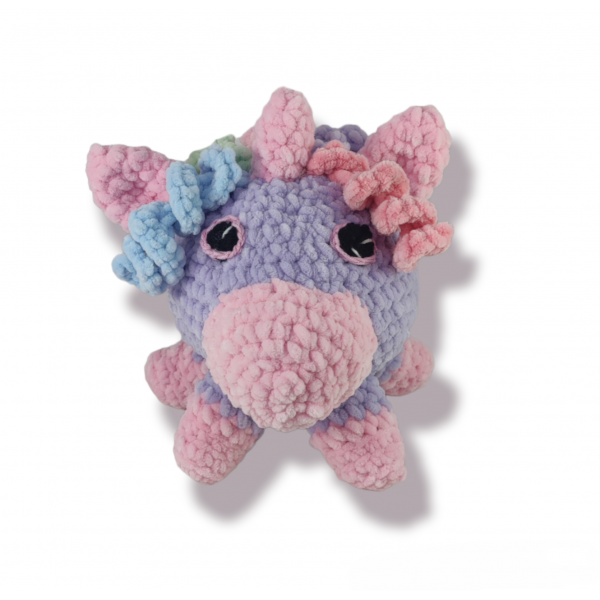 Χειροποίητος πλεκτός μονόκερος 22εκ σε μωβ χρώμα.