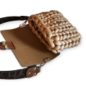 Marshmallow safari chic χειροποίητη τσάντα σε καφέ και camel 