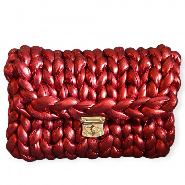 Marshmallow μεταλιζέ κόκκινο clutch 
