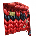 Marshmallow χειροποίητη τσάντα με eco leather κόκκινο και μαύρο νήμα.