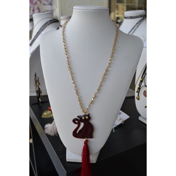 Κολιέ με γάτα από ορείχαλκο