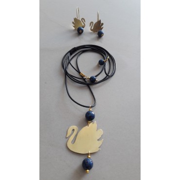 Necklace and earrings swan