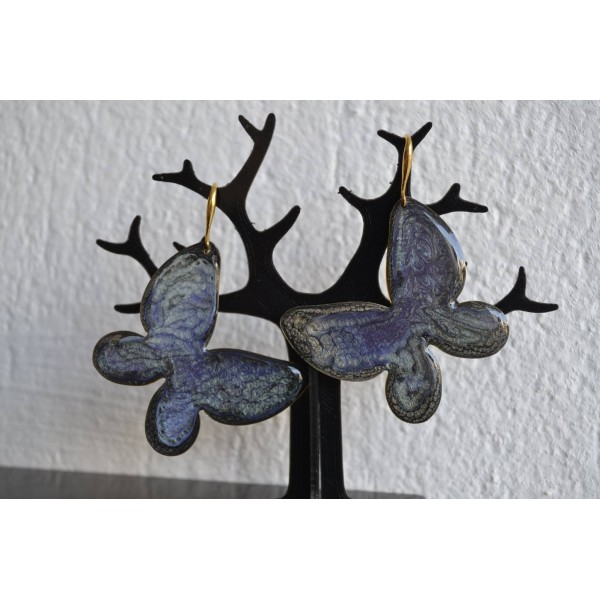 Σκουλαρίκια πεταλούδες σε μπλε και μαύρο