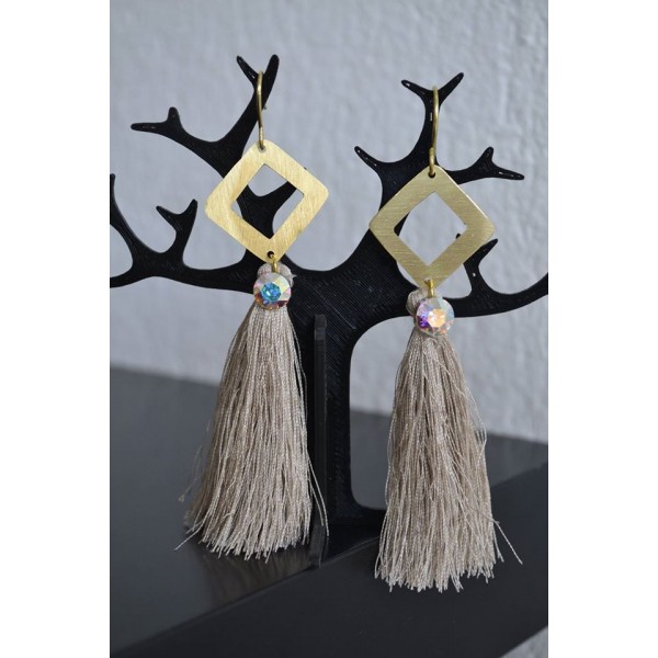 Σκουλαρίκια ρόμβος με φουντάκια