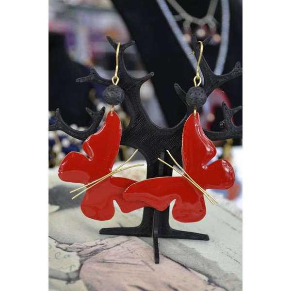 Σκουλαρίκια πεταλούδες σε κόκκινο χρώμα