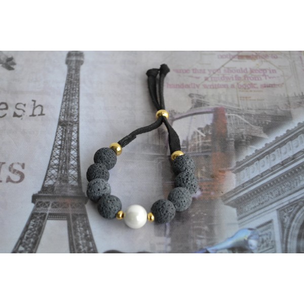 Βραχιόλι με μαύρη λάβα